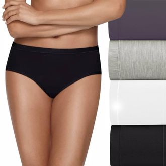 Hanes Womens Ultimate Cool Comfort 4-Pack Low Rise Briefs Panties Black/blue/multi-Color