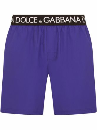 Dolce & Gabbana logo-waistband swim shorts - men - Polyamide/Spandex/Elastane/Polyester - 4 - Purple