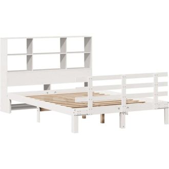 vidaXL Bookcase Bed without Mattress White 160x200cm Solid Wood Pine Vidaxl