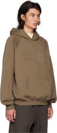 Fear of God Mens Essentials Logo Hoodie Brown Clothing > Knitwear