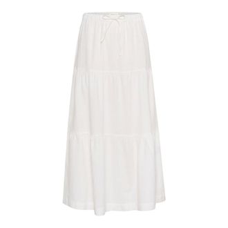 Part Two Falda Blanca con Volantes y Cintura El&aacute;stica - Skirts - Mujer - Blanco - 2XL