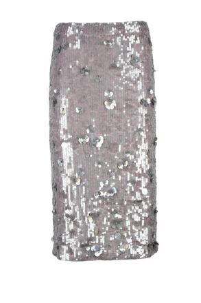 P.A.R.O.S.H. Purple Sequin Midi Skirt - Purple