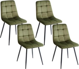 Beliani Set of 4 Dining Chairs POWELL Velvet Olive Green