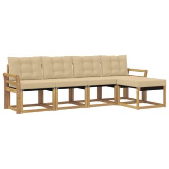 vidaXL Conjunto De Sof&aacute;s De Exterior Con Coj&iacute;n 5 Pcs Y Beige Vidaxl