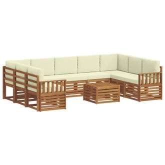 vidaXL Conjunto De Sof&aacute;s De Exterior 10 Uds. Natural Y Crema Vidaxl