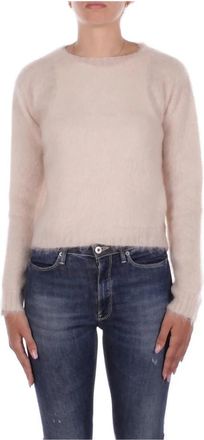 Max Mara T-shirts - Dames - Ronde hals truien - Beige - L - Wol - Truien & Vesten