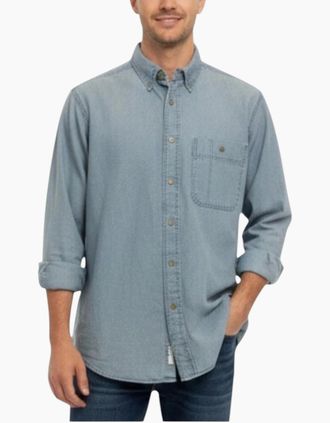 Wrangler Mens Wrangler Mens Denim Shirt Vintage Top - Blue - Size: 42/Regular