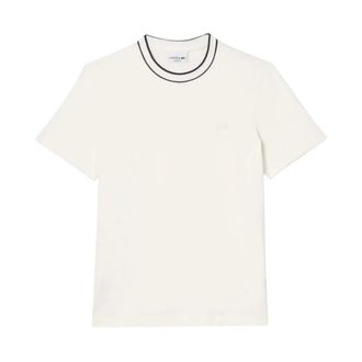 Lacoste T-Shirts, male, White, Size: 2XL Striped Ribbed Collar T-Shirt