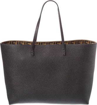 Fendi Fendi Roll Medium Reversible Ff Suede & Leather Tote