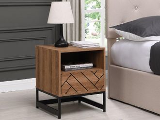 Vente-Unique Comodino 1 cassetto e 1 nicchia MDF e Acciaio Naturale e Nero - CARATANA