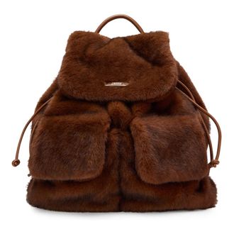 Herno Faux Fur Rugzak - Dames - Tassen - Bruin - Maat: ONE Size Poliester