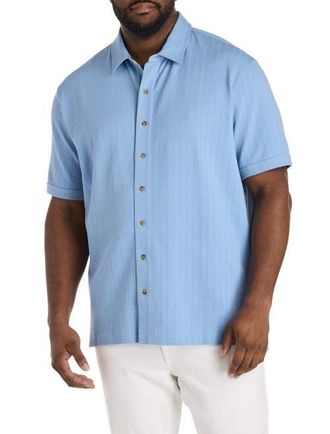 Nautica Big & Tall Button-Down Seersucker Polo Shirt in Allure at Nordstrom, Size Xx-Large