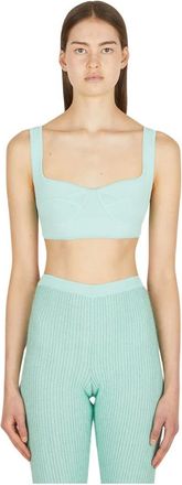 Marco Rambaldi Sleeveless Tops, female, Green, Size: S Ribbed Knit Top