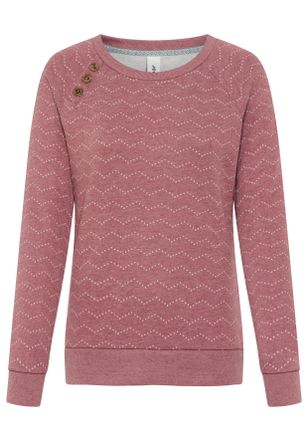 Ragwear Sweatshirt RAGWEAR DARIA ZIG ZAG O, Damen, Gr. XXL, dunkelrot, Sweatware, Obermaterial: 65% Baumwolle, 35% Polyester, gemustert, normal, Rundhals, Rip