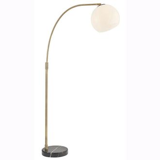 Loops Floor Lamp Light - Matt Antique Brass & Opal Glass - 40W E27 - Complete Lamp in Clear