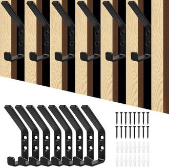 OEM Ganchos De Pared Dobles Para Paneles Ac&uacute;sticos, Metal Negro - Juego De 8 Piezas