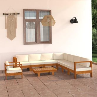 vidaXL Vidaxl - Conjunto De Jard&iacute;n 9 Piezas Con Cojines 100x60 Cm Madera De Acacia