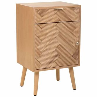 Wanderlust Deco Mesita de madera de 1 puerta y 1 cajon marron 42x34x70