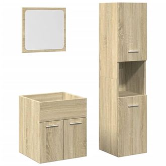 Berkfield Home 3 Piece Bathroom Furniture Set Sonoma Oak Engineered Wood in Light Tan