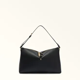 Furla Debby Shoulder Bag L Nero Black Night Calf Leather + Sidney Calf Leather Woman