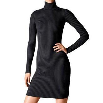 Wolford Merino Rib Dress Limited Edition Raven Size S