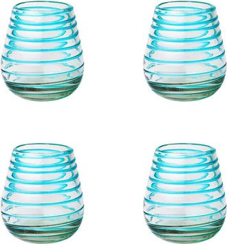 10 Strawberry Street Set Of 4 Meridia Mexican Glassware Stemless Wine Glasses