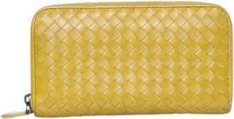 Bottega Veneta Pre-owned Intrecciato Nappa Zip Wallet - Dames - Vintage Clutch - Geel - ONE Size - Leer - Vintage