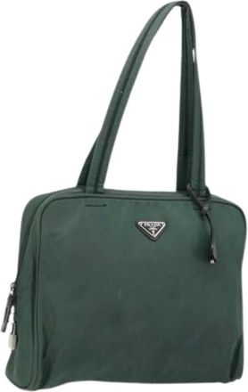 Prada Pre-owned Handbags, female, Green, Size: ONE SIZE Pre-owned Vintage Nylon Tote Bag