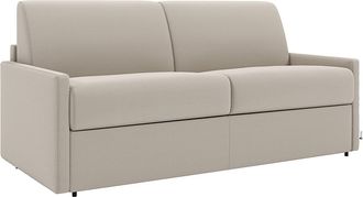 Vente-Unique Sof&aacute; cama italiano 4 plazas de tela CALIFE - Beige - Cama 160 cm - Colch&oacute;n con memoria de forma 22 cm