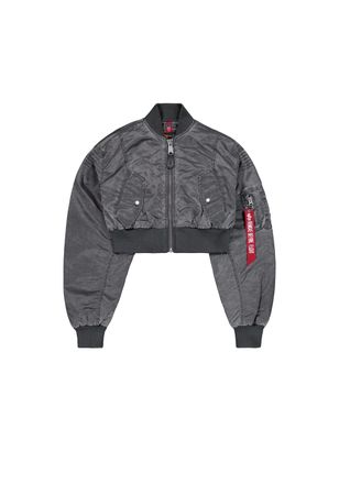 Alpha Industries Bomberjacke ALPHA INDUSTRIES MA-1 Vintage Cropped Light W, Damen, Gr. L, grau (vintage grau), Obermaterial: 100% Nylon, Futter: 100% Nylon, Rib: 99% P