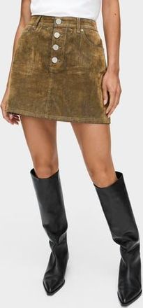 Aligne Corrie Flock Velvet Denim A-Line Skirt in Yellow at Nordstrom Rack, Size 10