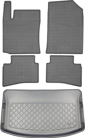 OEM Kia Rio Iv Yb Hatchback (5 Puertas) Desde 09.2020 Set - Alfombrillas De Goma Para Coche + Alfombrilla Para Maletero
