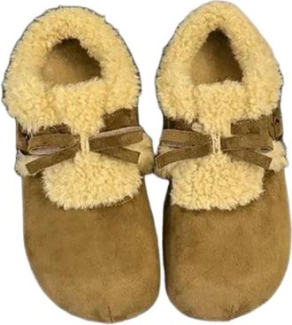 Generic YUJIEBB Retro Thick Bottomed Fleece Lined Snow Boots Womens Autumn Winter Style Warm Cotton Shoes Round Toe Khaki