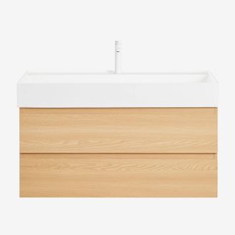 Sklum Sklum - Conjunto De Mueble De Ba&ntilde;o En Madera Y Chapa De Fresno Con Lavabo Integrado Ona
