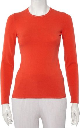 M Missoni Orange Knit Long Sleeve Roundneck T-Shirt