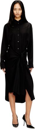 Diesel Midi shirt dress with twisted detail - Dresses - Woman - Black