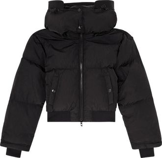 Diesel Wrinkled-nylon Down Puffer Jacket With Detachable Hood