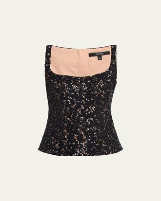 Toccin Bibi Sculpted Sequined Lace Top