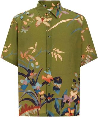 Etro Green Regular Floral Shirt