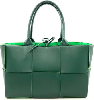 Bottega Veneta Green Leather Handbag Pouch Tote Bag (Pre-Owned)