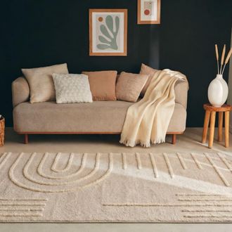 Nazar Rugs Alfombra de sal&oacute;n con motivo de arcos crema 80x150