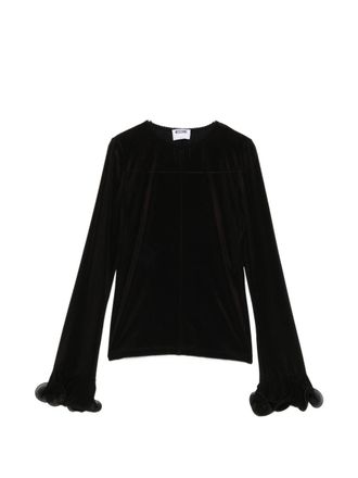 Moschino Crew Neck Top with Ruffled Cuffs