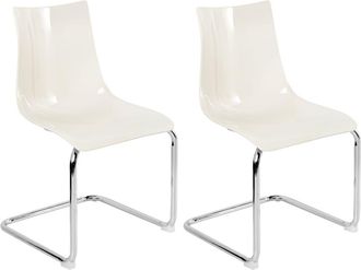 Beliani Conjunto de 2 sillas de comedor blanco crema