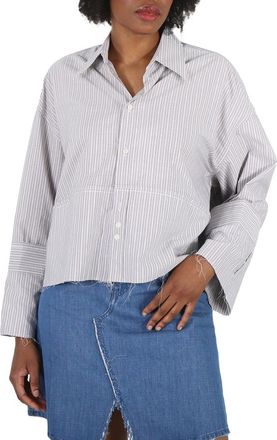 Maison Margiela Ladies Striped Cotton Cropped Shirt, Brand Size 40 (US Size 6)