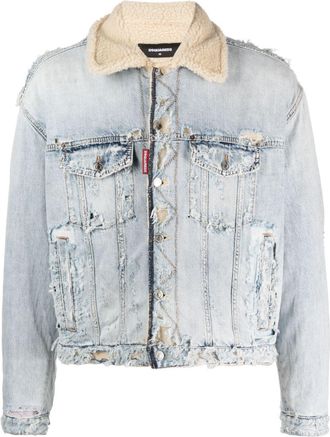 Dsquared2 distressed denim jacket - men - Polyester/Cotton - 48 - Blue