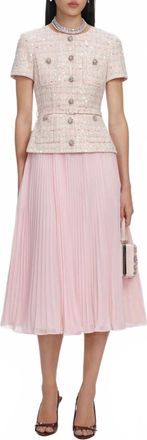 Self Portrait Sequin Boucle Tailored Midi Dress In Pink