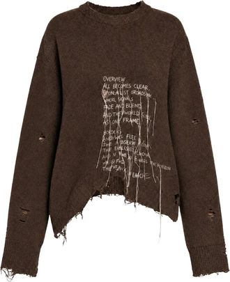 Akep Jersey de cuello redondo bordado - Knitwear - Mujer - Marr&oacute;n - L