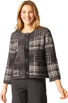 Habitat Plaid Patchwork Cardigan In Black And White