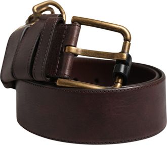 Dolce & Gabbana Men Brown Calfskin Leather Metal Buckle Mens Belt (Pre-Owned)