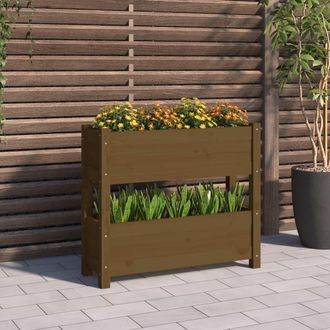 vidaXL Jardinera De Madera Maciza De Pino Marr&oacute;n Miel 77x25x66 Cm Vidaxl